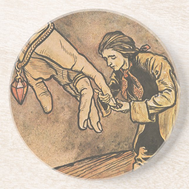 Posavasos De Arenisca Viñetas de Gulliver de Arthur Rackham (Frente)