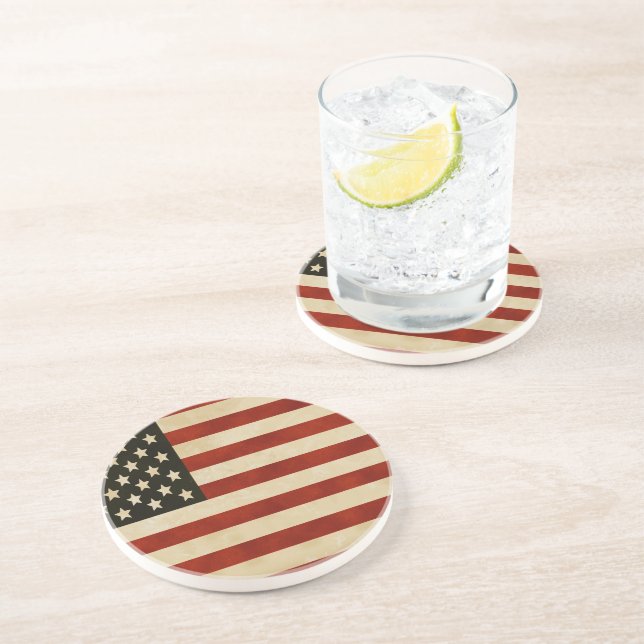 Posavasos De Arenisca Vintage American Flag GIFTS (Lado)