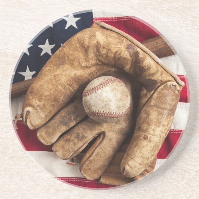 Posavasos De Arenisca Vintage Baseball (Frente)