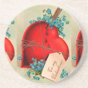 Posavasos De Arenisca Vintage Gran Corazón de Sangrado Rojo San Valentín