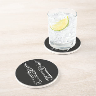Posavasos De Arenisca VINTAGE ILUSTRACION blanco Pruners Black R Coaster