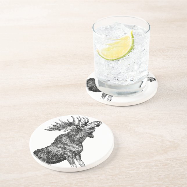 Posavasos De Arenisca Vintage Moose (Lado)