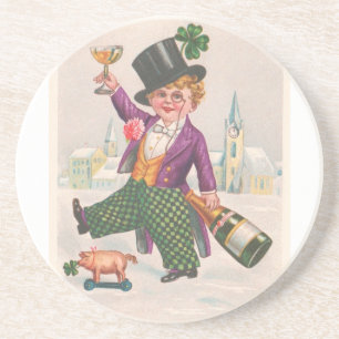 Posavasos De Arenisca Vintage St Patricks Day Shamrock Champagne