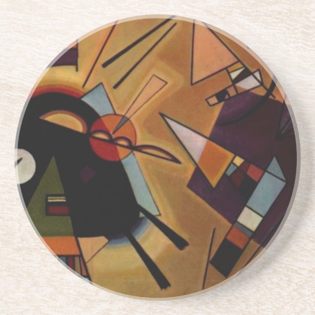 Posavasos De Arenisca Violeta negra de Kandinsky (Frente)