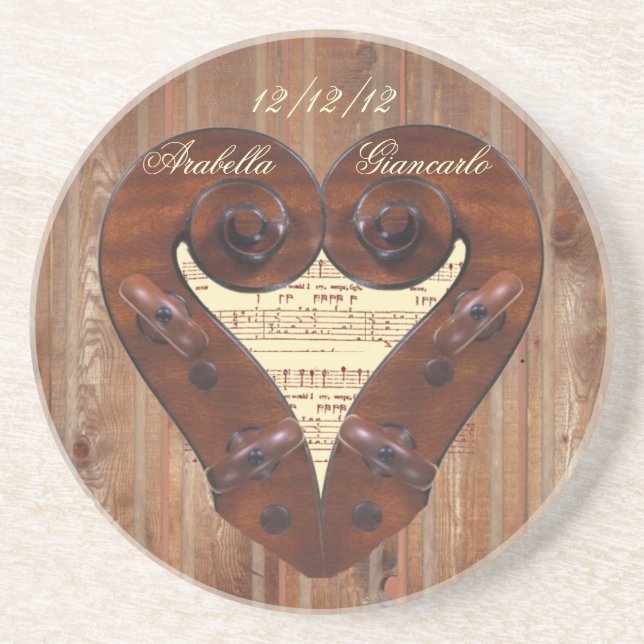 Posavasos De Arenisca Violin Scroll Heart (Frente)