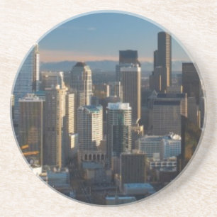 Posavasos De Arenisca Vista aérea del horizonte de la ciudad de Seattle
