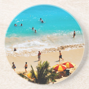 Posavasos De Arenisca Vista Elevada De Waikiki Beach Scene, Honolulu