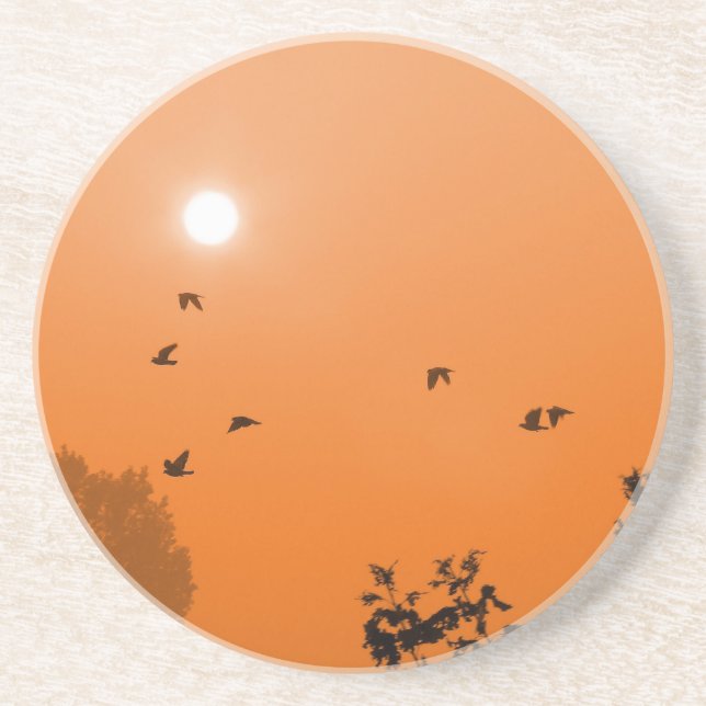 Posavasos De Arenisca Volar al amanecer en la montaña rusa (Frente)