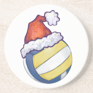 Posavasos De Arenisca Voleibol con Gorra Navidad
