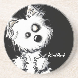 Posavasos De Arenisca Westie Zombie Dog Coaster