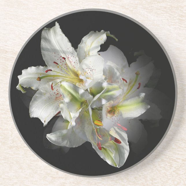 Posavasos De Arenisca White Lilies Fantasy (Frente)