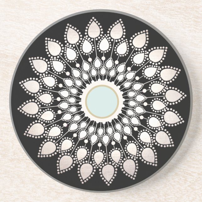 Posavasos De Arenisca White Lotus Mandala (Frente)