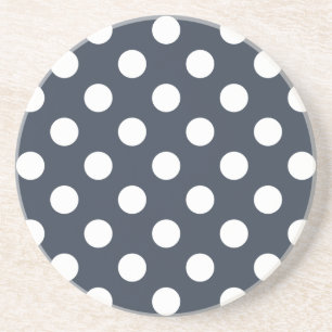 Posavasos De Arenisca White polka dots on blue-gray