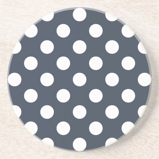 Posavasos De Arenisca White polka dots on blue-gray (Frente)