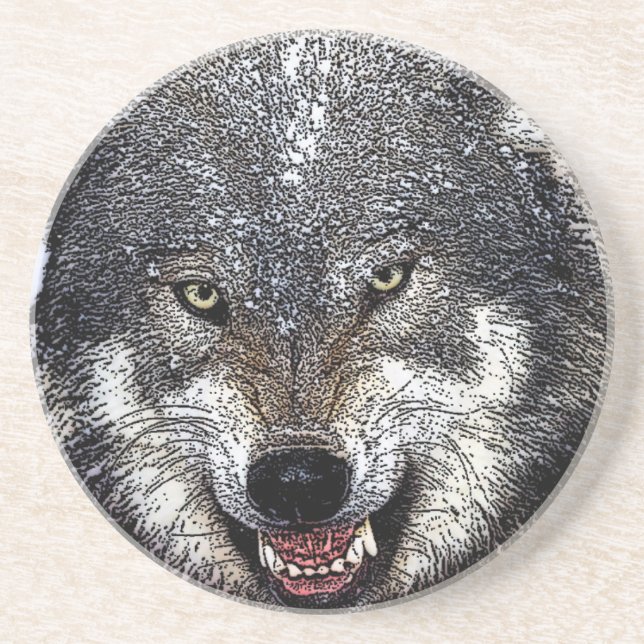 Posavasos De Arenisca Wild Wolf (Frente)