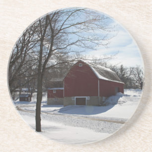 Posavasos De Arenisca Winter Barn Coaster