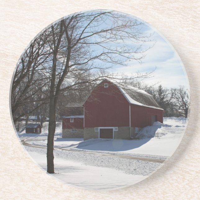 Posavasos De Arenisca Winter Barn Coaster (Frente)