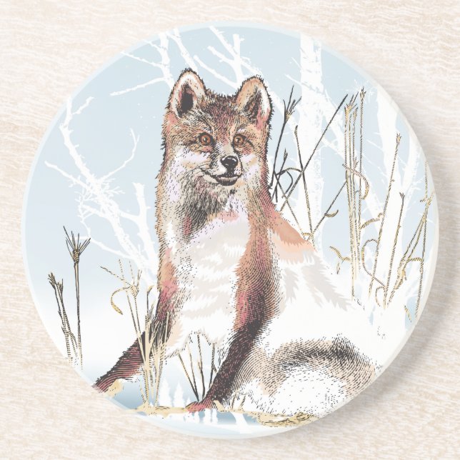 Posavasos De Arenisca Winter Wolf (Frente)