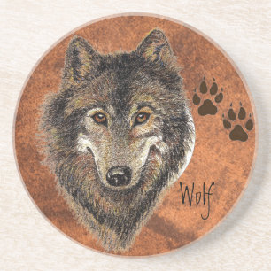 Posavasos De Arenisca Wolf Animal Coaster