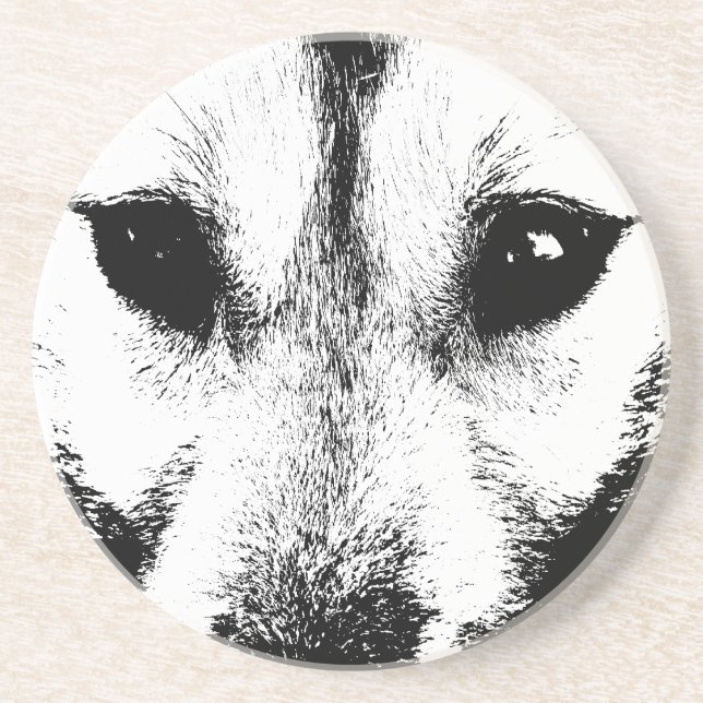 Posavasos De Arenisca Wolf Coaster Husky Wolf Dog Art Coaster & GIfts (Frente)