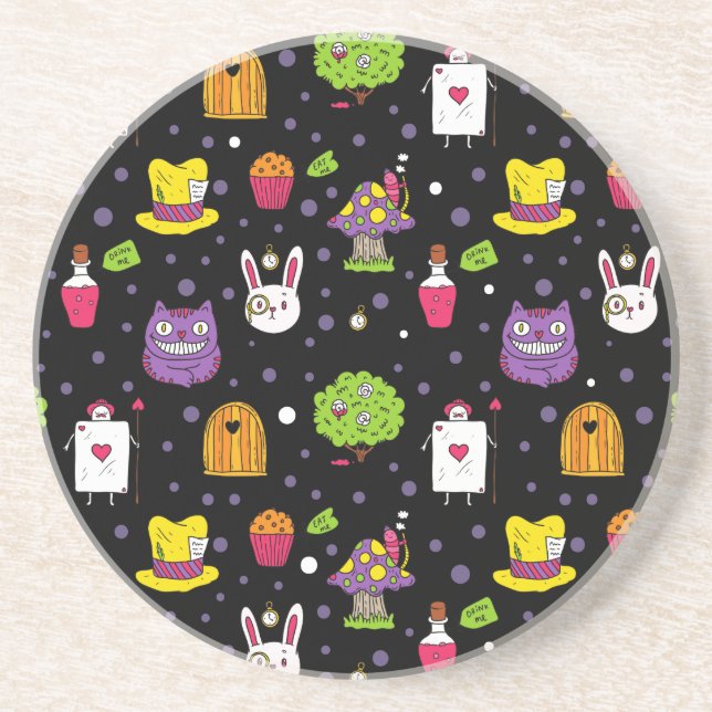 Posavasos De Arenisca Wonderland negro (Frente)