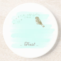 Posavasos de arenisca y escritura pájaros Aqua