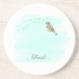 Posavasos de arenisca y escritura pájaros Aqua