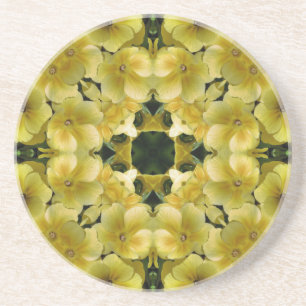 Posavasos De Arenisca Yellow Primrose Kaleidoscope Flor Coaster