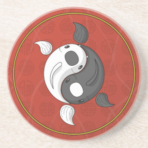 Posavasos De Arenisca Yin y Yang la montaña rusa de arenisca de Koi