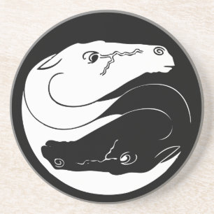Posavasos De Arenisca Yin Yang Caballo Montaña de Arenisca