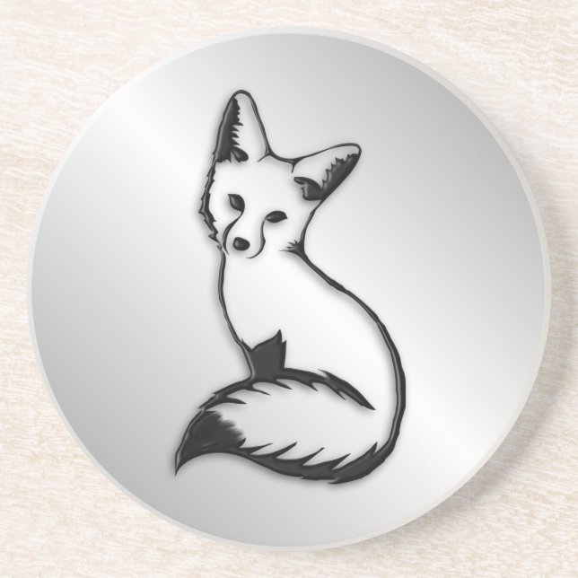 Posavasos De Arenisca Zorro plateado (Frente)