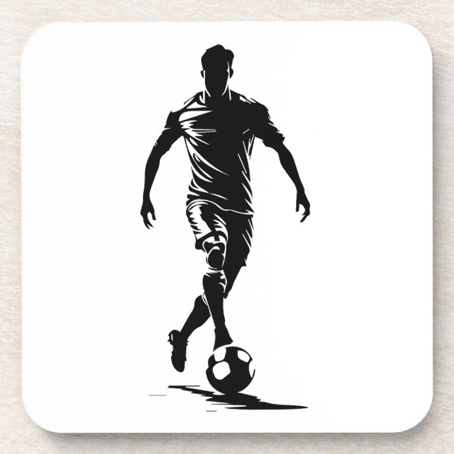 Posavasos de arte de silueta de jugador de fútbol  (Frente)