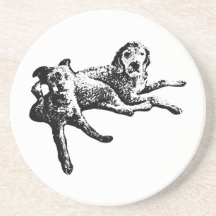 Posavasos de arte de tinta dúo de Labradoodle y Te