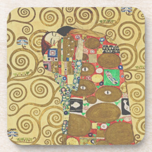 Posavasos de arte dorado Klimt Abrazo