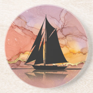 Posavasos de Arte Náutico Silueta de Atardecer en