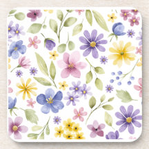 Posavasos de Bebida con Patrón de Flores Silvestre