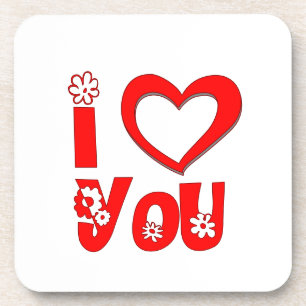 Posavasos de Bebida Corazón Minimalista Te Amo Roj