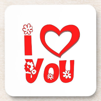 Posavasos de Bebida Corazón Minimalista Te Amo Roj
