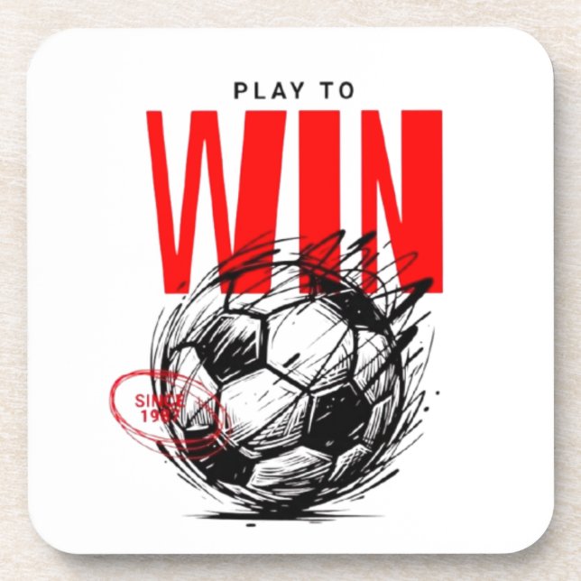 Posavasos de Bebida de Fútbol Juega para Ganar - M (Frente)