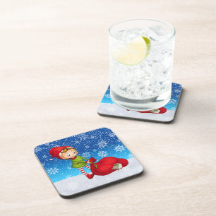 Posavasos de Bebida Elfo de Navidad Papá Noel