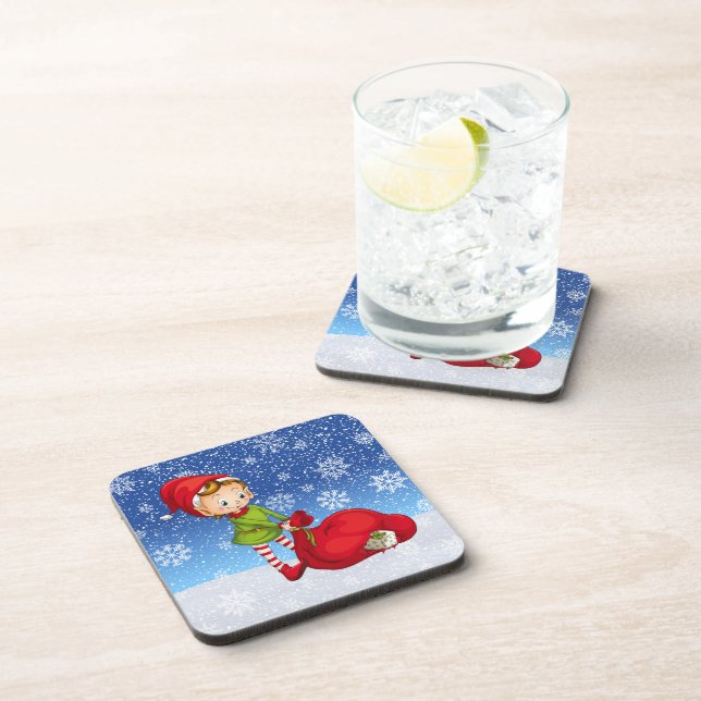 Posavasos de Bebida Elfo de Navidad Papá Noel (Lado Derecho)