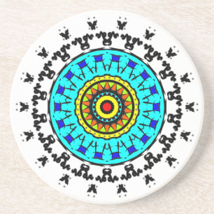 Posavasos de Bebida Floral Mandala Cian Dorado