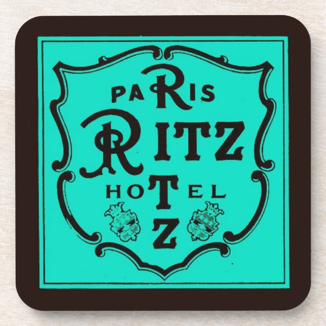 Posavasos de bebida marrón turquesa de hotel vinta (Frente)