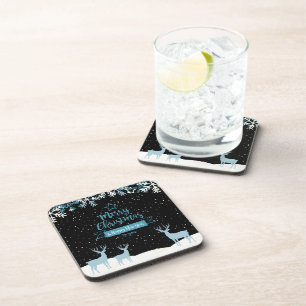 Posavasos de Bebida Navideña Azul Negro