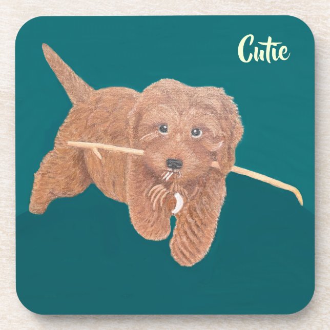 Posavasos de Bebida Teal Goldie Doodle (Frente)