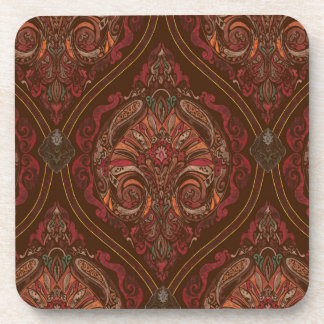 Posavasos de bebida vintage marrón con mandala de 
