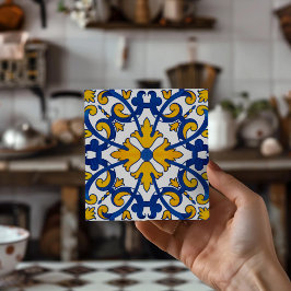 Posavasos de bebida vintage portugués Azulejo
