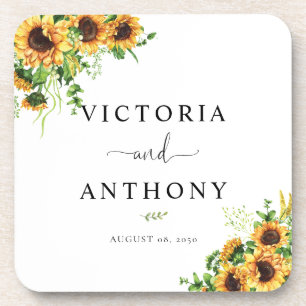 Posavasos de boda Cuadrado de Girasol