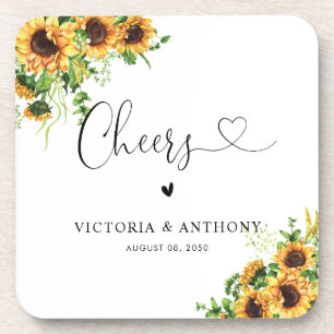 Posavasos de boda Cuadrado de Girasol