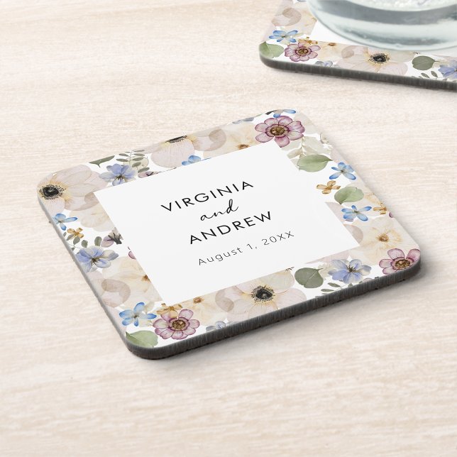 Posavasos de boda floral botánico moderno (Modern Botanical Floral Wedding Coaster by Painted Paperie
)